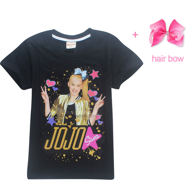 Summer Jojo Siwa Baby Girls Tshirts Short Sleeve T Shirts For Kids Bobo Choses T -Shirt With Hair Bows Child Sport Clothes 4 -12y