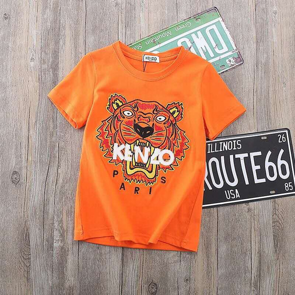 Kids Designer T Shirts 2019 New Summer New Fashion Tiger Head Embroidered T-Shirt Casual Print Short Sleeve Multicolor Kids Clothes