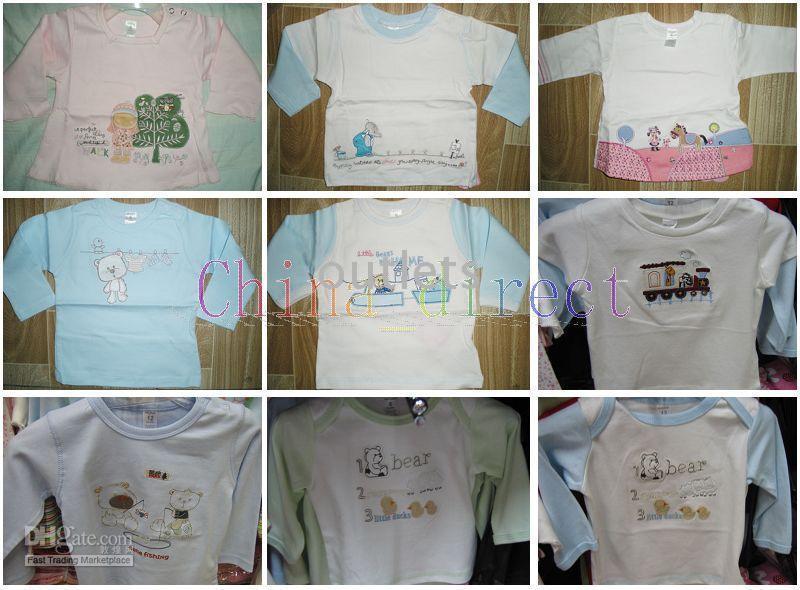 Baby Infant long sleeve 100% cotton tops T-shirt boys girls shirt Shirts tops t-shirts 20 pcs/lot 100% cotton NICE