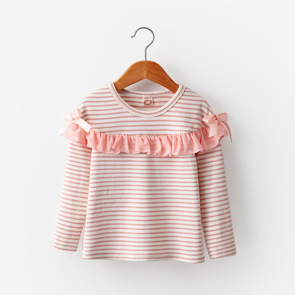 BibiCola Baby Girls Tops Children T shirts Long Sleeve 2018 Autumn Kids Spring striped t-shirt children clothes
