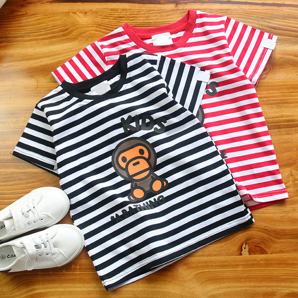 Children T Shirts Short Sleeve Summer New Cartoon Pattern Stripe Clothes Hot Salling