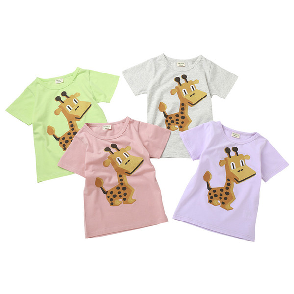 Summer Boy Short Sleeve Cotton T-Shirt Cartoon animal print round neck top Children's clothes kids clothing 2-8 years Tee