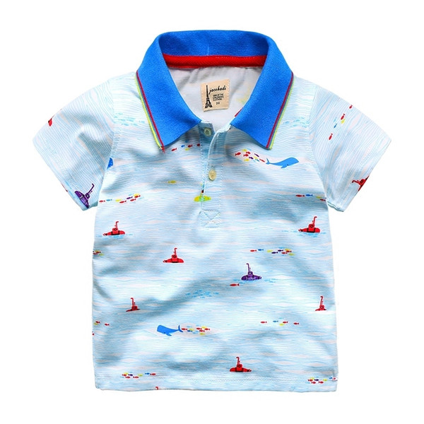 2019 Summer Boys T-Shirts 100% Cotton Short Sleeve Printed Sailboat Children Tops 2-7 Years Kids Clothes Brand Boys T-shirts