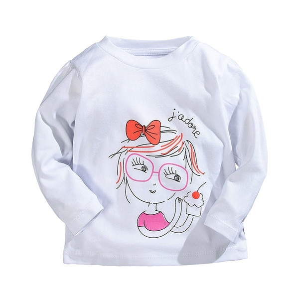 Cartoon Printed T-shirts For Girls Brand 100% Cotton Long-sleeve Girls T Shirts 1-5 Years Kids Baby Girls Tops Children Tees