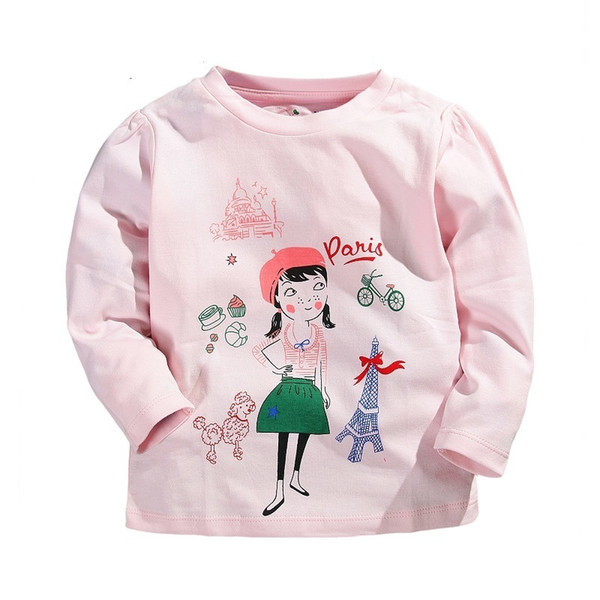 Spring Summer Children Girls T-shirt Cartoon 100% Cotton Long-sleeve Baby Girls T shirt 1-5 Years Kids Tops Toddler Girls Tees