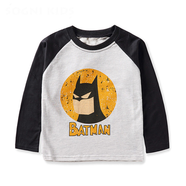 boy clothes cartoon mavel t shirt long sleeves 2019 spring 100% cotton casual kids top tees batman children clothing for 10 Year