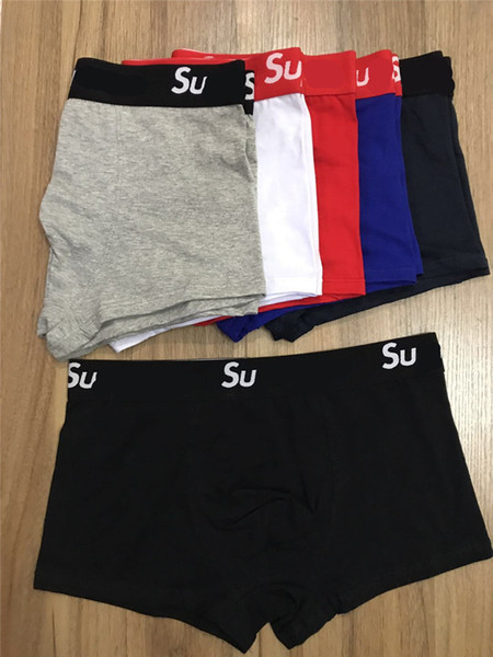 2019 Brand Men Underwear Boxers SU Letter Boys Cotton Boxers Brief Designer Breathable Male Underpants Luxury Shorts Panties Cuecas C52703