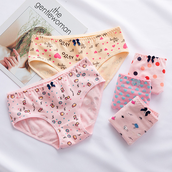 4PCS/Lot New Arrived Girl Panties Girl Underwear Cartoon Panties Bowknot Briefs Cotton Lingerie Soft Comfortable Lovely Panty