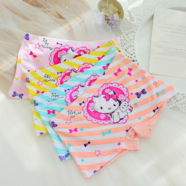 INS HOT SALE!Children Girls Cartoon Kitty Cat Bamboo Panties Kids Hollekitty Modal Cotton Boxers Students Cheap Underwear 4-12T U3