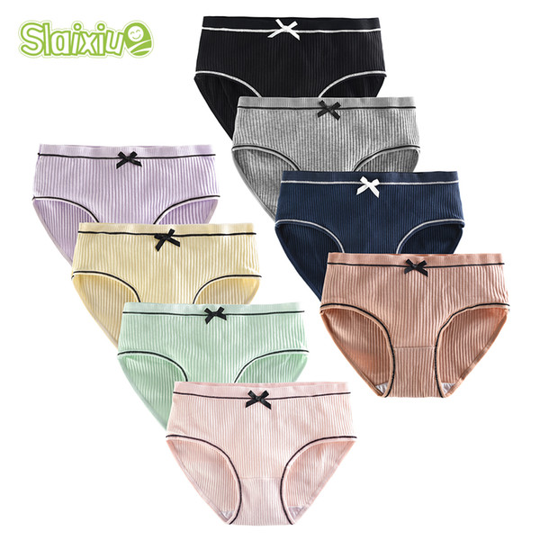 SLAIXIU Cotton Briefs for Girls Panties Underwear Kids Candy Colors Girl Panty Children Clothes One Size for 9-20 Years