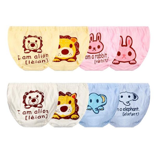 4pcs Pack Thin Underwear No Fluorescent Agent Kids Panties Boys and Girl Briefs Cotton Cartoon Lion Rabbit Pattern Children Underwear