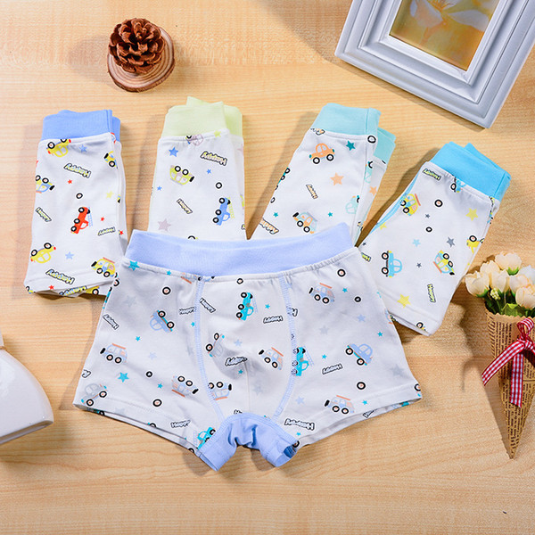 New Children's Underwear Cartoon Car Baby Boxer Shorts Organic Cotton Shorts Suit 2-10 Years