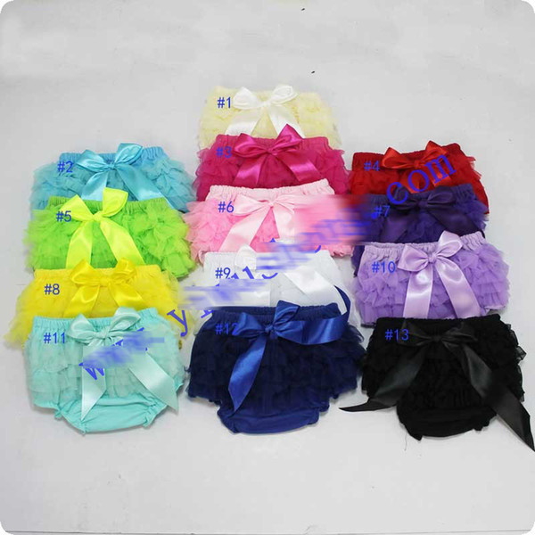 13 style Baby Cotton Bloomers Girls Ruffle Lace TUTU Skirt Shorts with Ribbon Bow Kids Diaper Cover PP Short Free shipping E668