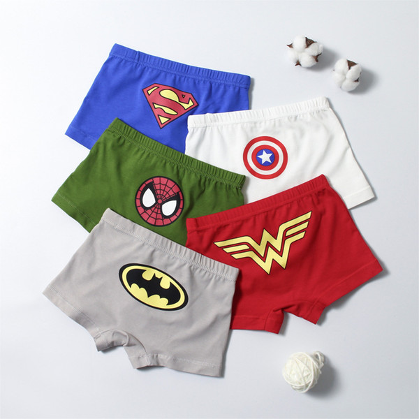 Children's Underwear Pure Cotton Boy's Four Corner Cartoon Shorts Primary Boy's 1-3-12-year-old Flat Angle Comfortable Underwear 5pcs=1Lot