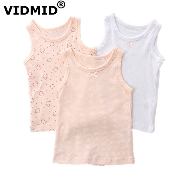 VIDMID baby girls sleeveless clothes kids cartoon hearts t-shirt tops cotton tanks vests for 1-7 years children girl tanks 4003