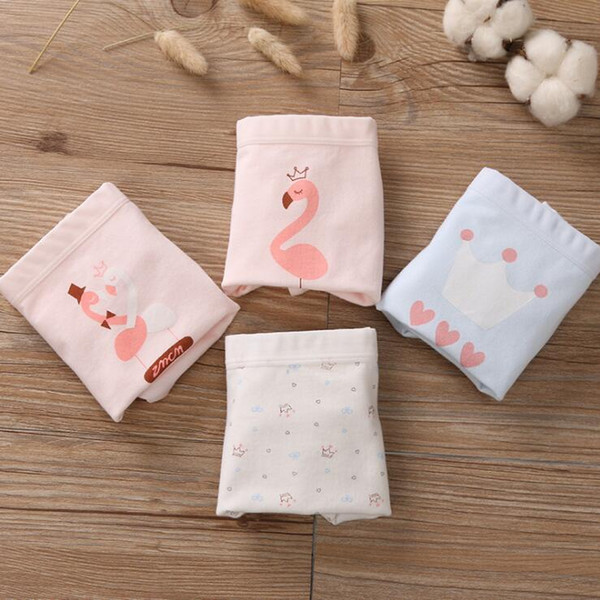 4pcs pack Little Girls Panties Set Pure Cotton Panties Girls Cute Cartoon Flamingo Panties Girls Kids Underwear Boxer Briefs Pantie 3-10Y