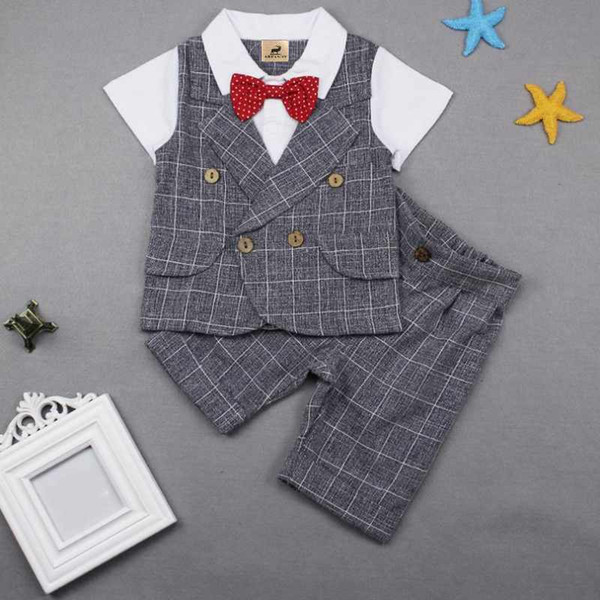 Summer Kids British Wind Boy Birthday Dress. Boy gentleman suit. Children's clothing blue stripe blazer pants suits