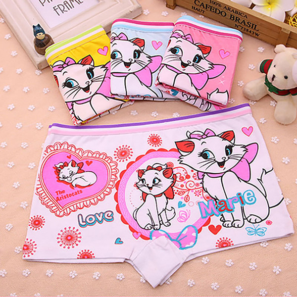 4Pcs/Lot Cotton Child Boxer Briefs children Underwear Cute Cat Girls Underpants female child boxer baby shorts for 2-9 years