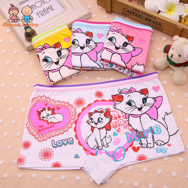 4Pcs/Lot Children's Boxer Underwear Cotton Cute Cat Girls Underwear Boxer Briefs New HTNN441