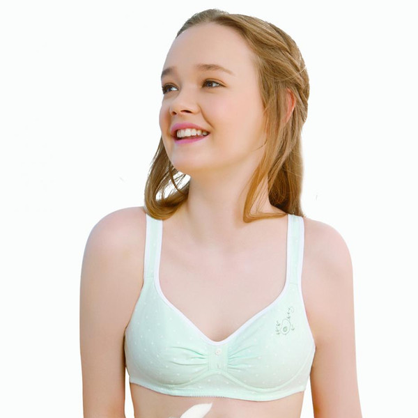 Wholesale-WoFee Bra Magpie Development Period Without Ring Students Underwear Printed Dots Of Pure Cotton Sweat