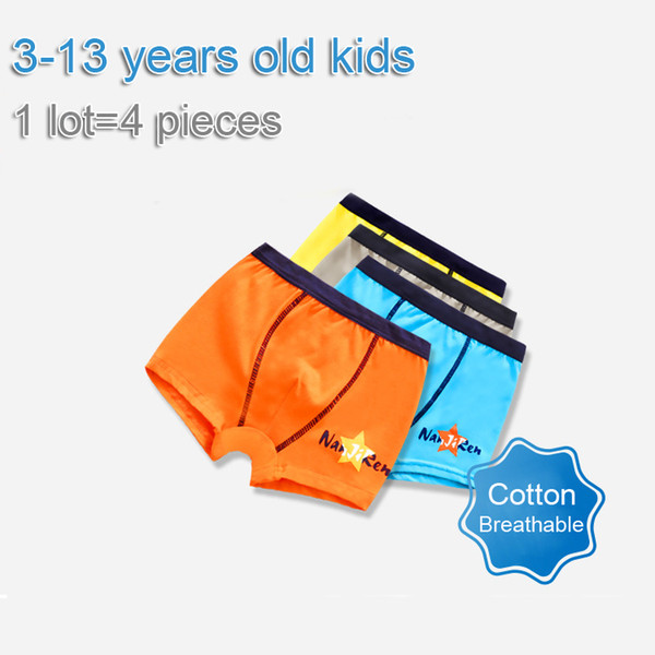 Boys Cotton Underpants 4 pieces/lot 7 Designs 3-13 years old Kids Cotton Panties Boys Cartoon Boxers Pants LA612