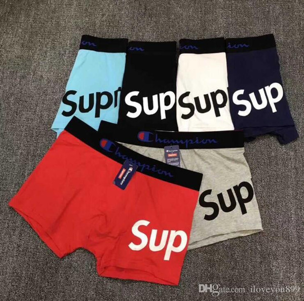 2019 New SUP+V Men Underwear Boxers Cotton 6 Color Breathable Letter Underpants Shorts Luxury Brand Design Cuecas Tight Waistband.