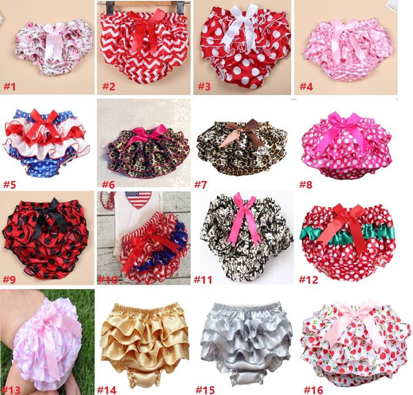 16 colors Baby Bloomers Girls Pettiskirt TUTU underwear Panties Toddle Kids Underpants infant newborn ruffled satin PP pants Kids Cloth