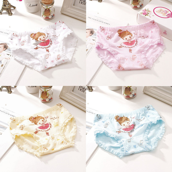 cotton panties girls underwear kids baby under panties children lace Cartoon Printed underpants Random Color 3-10 T