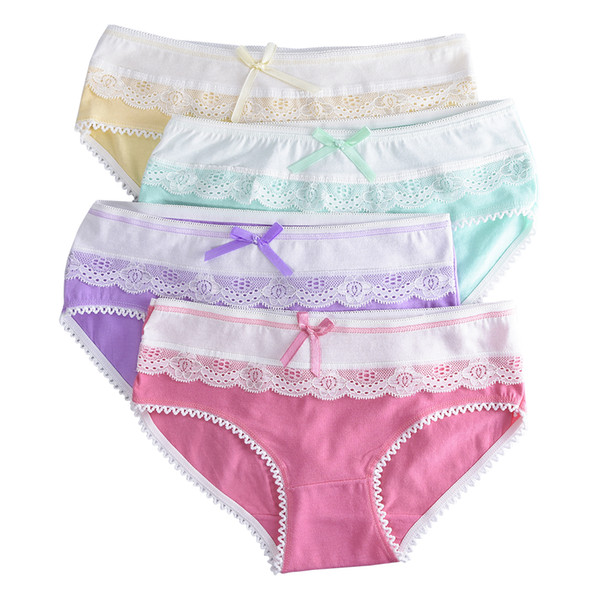 Cotton Young Girl Briefs for Teenage Girls Panties Candy Colors Kids Underwear Pants Underpants 9-20T 4 Piece/lot Soft