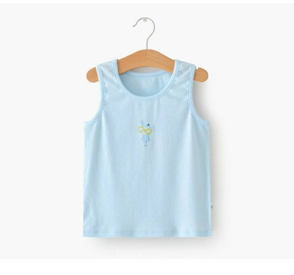 New fashionable simple children's pure cotton boy and boy's boneless sewing baby's bottom candy coloured I-shaped vest