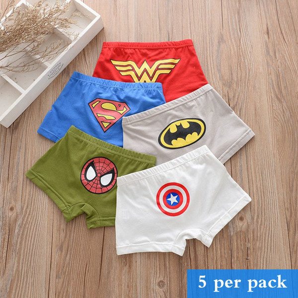 Cotton Children's underwear boys and girls shorts solid color cartoon baby Panties 5 per pack