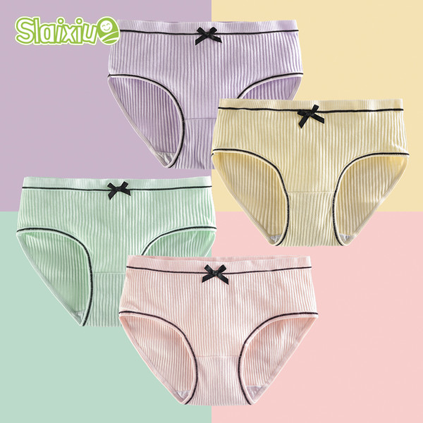 SLAIXIU 4 Pcs/lot Girls Underwear Children Briefs Baby Panties Soft Cotton Printed Bow Lace Cartoon Teenage Children Cloth Kids