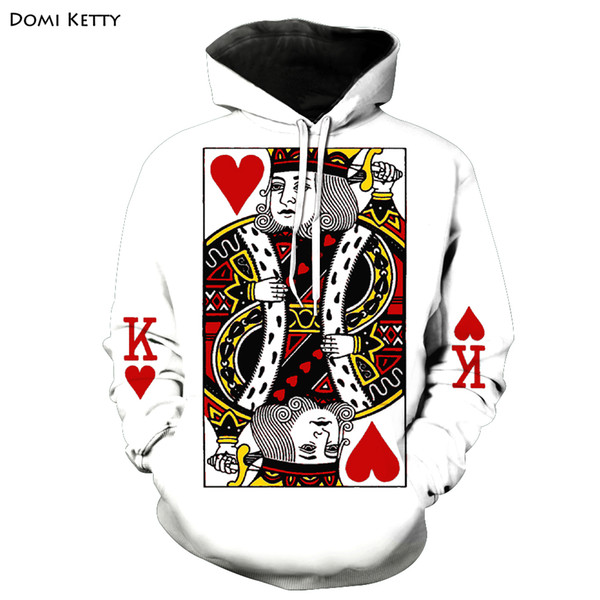 Domi ketty boys girls hoodies clothes print poker king funny children long sleeve sweatshirts kids baby casual outwear tops