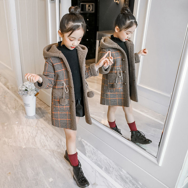 Girls winter wool coats kids fashion thick velvet warm hoodies for baby girls children cotton outerwear clothes girls doorout SH190907