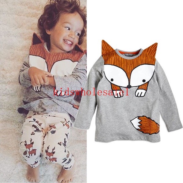 0-4Y Toddler Baby Kids Boy Girl T-Shirts Cartoon Animal Print Long Sleeve T-shirts Tops Clothes Pullovers