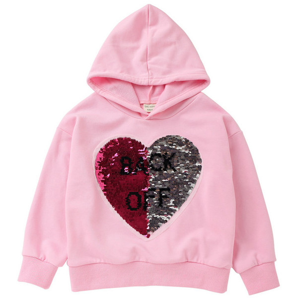 Retail Boys girls Sequins letter print casual hooded jacket kids designer hoodies Sweatshirts Fashion Pullover outwear children clothing