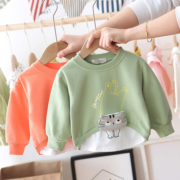 Distribution Girls Sweater 2020 Spring Doll Girls Net Red T-shirt Western Style Kids 1-Year-Old 3 Baby Fashionable spring Tide