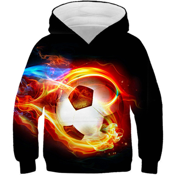 2019 Autumn Kids Space Galaxy 3D Hoodies Fire Football Colorful Paint Printing Boys Girls Sweatshirts Children Fashion