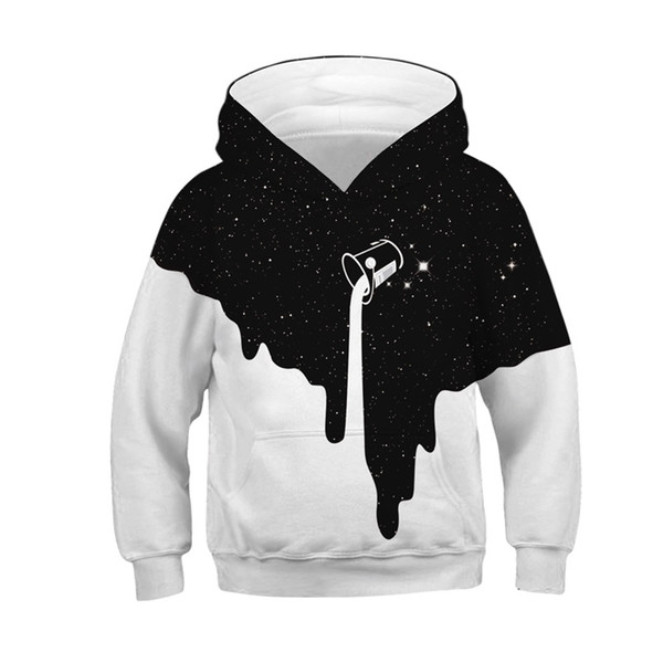 New Boy/Girl Lovely 3d Sweatshirts Children Spilled Milk Space Galaxy Printed Hooded Hoodies Kids Casual Pullovers Tops