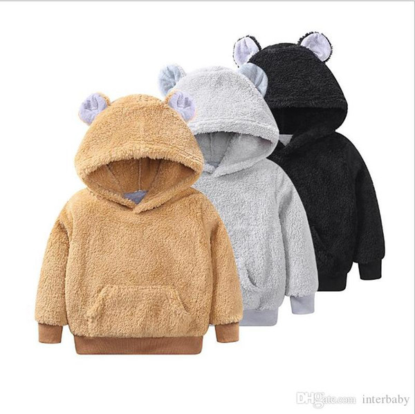 Girls Long Sleeve Pullover Leisure Jumper Tops Kids Hooded Hoodies Baby Designer Outwear Sweatshirts Children Pure Color Clothing YL786