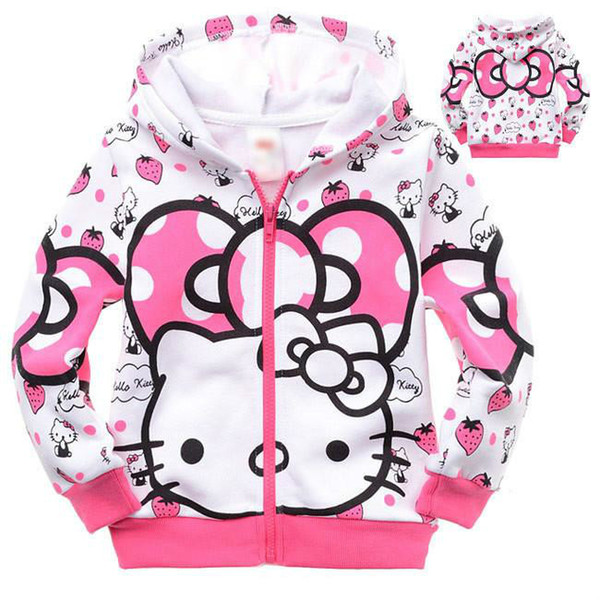 Hot Cute Causal Girl's Sweatshirt Coat Autumn Hello Kitty Hoodie Coat For 2-8yrs Girls Kids Children Outerwear Winter Clothes