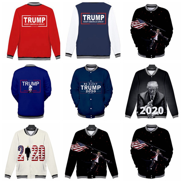 Trump 2020 Print Mens Jackets and Coats Streewear baseball Uniform Women Winter Clothes Fashion Sweater Coats LJJK2043