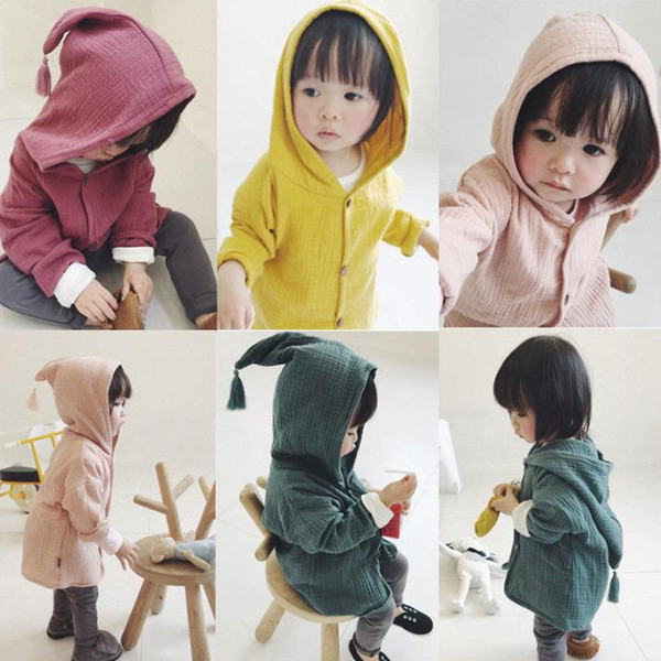 Children Baby Girl Fashion Hooded Coat Cute Solid Color Long Sleeve Spring Autumn Casual Outerwear Hot