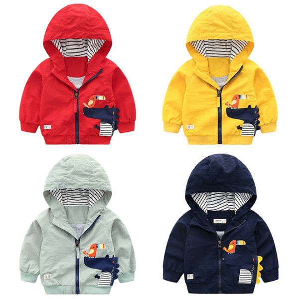 Baby Boy Clothes Crocodile Printed Toddler Hooded Jackets Zipper Boys Coat Long Sleeve Children Outwear Boutique Baby Clothing DW4615