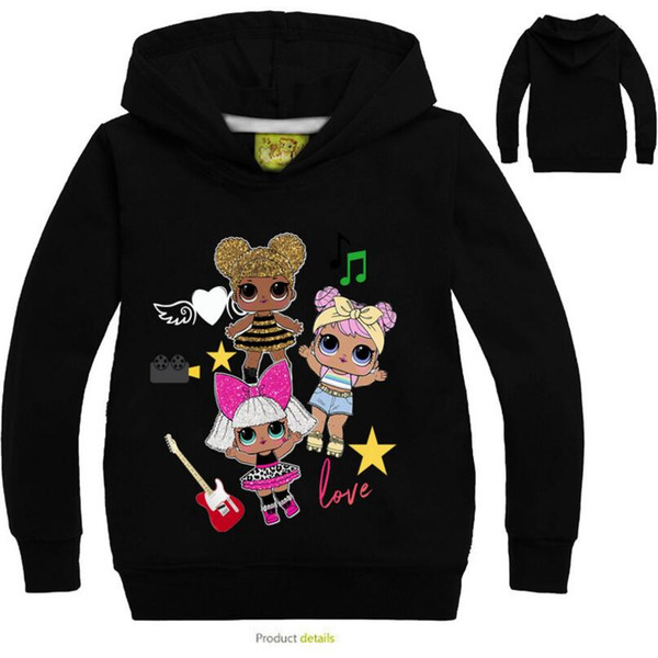 Wholesale- new Girls Hoodies Sweatshirts Cartoon Teenager Children Kids Hoodies Long Sleeves Sweatshirts for Spring Autumn Big Girls Hoodies