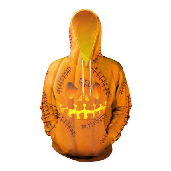 Halloween pumpkin print hoodie hooded pullover men women 3D Skull print Fall Winter Male Female coat outwear sweatshirt FJY767