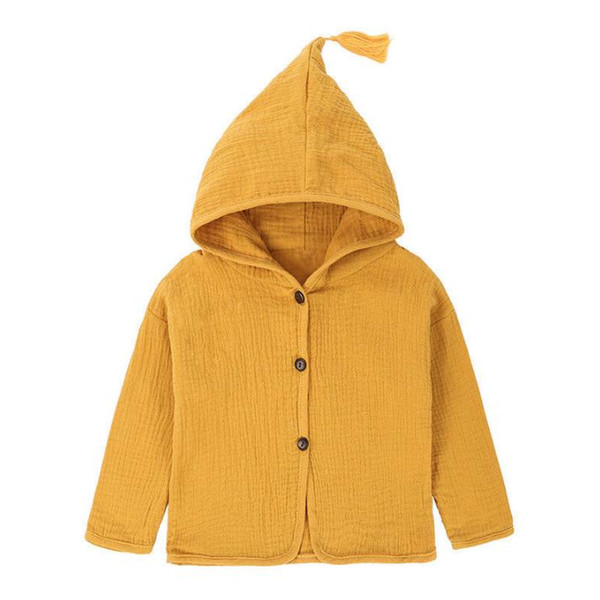 Baby Girls Children Coats Jacket Clothes Solid Color Long Sleeve Hoodie Spring & Autumn Outwear Girls Cotton Tassel Coat