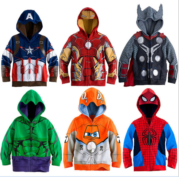 Boys Hoodies Avengers Marvel Superhero Iron Man Thor Hulk Captain America Spiderman Sweatshirt for Boys Kid Cartoon Jacket KKA7993