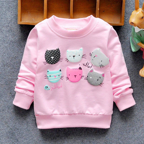 2018 New Arrival Baby Girls Sweatshirts Winter Spring Autumn Child hoodies 6 Cats long sleeves sweater kids T-shirt clothes