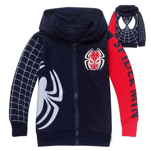 Boys Spiderman Hoodies & Sweatshirts Zipper Long Sleeve Spring Autumn